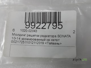 Молдинг решетки радиатора  хромированный на капот SONATA 6 09-14 для Hyundai 